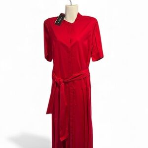 NEW Lafayette 148 Augustina Stretch Cotton Dress. Never Worn, NWT. True Red.